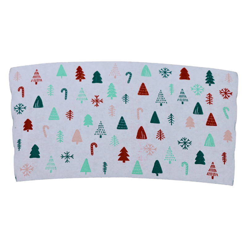 Kerstboom bedrukte papieren koffiekopmouwen
